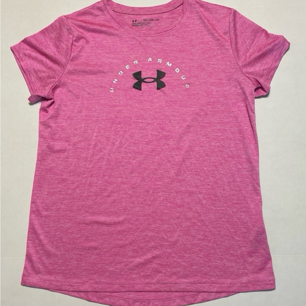 Under Armour Loose Fitting Girls Pink Short Sleeve Tee Size XL